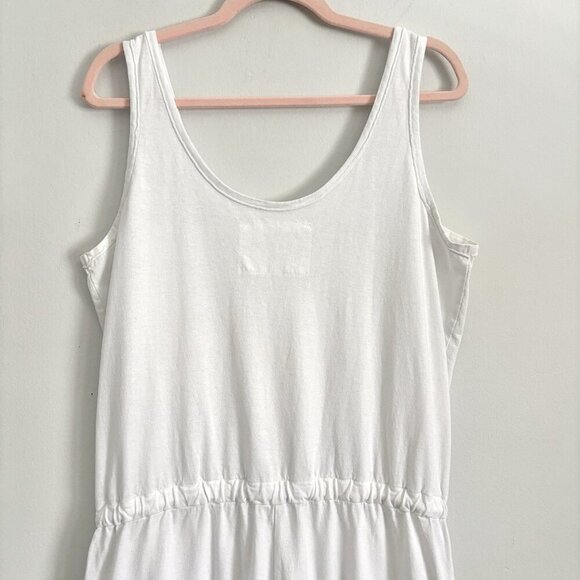 Frank & Eileen Heritage Jersey Tank Jumpsuit in White Drawstring Waist Sz Large - Picture 8 of 9